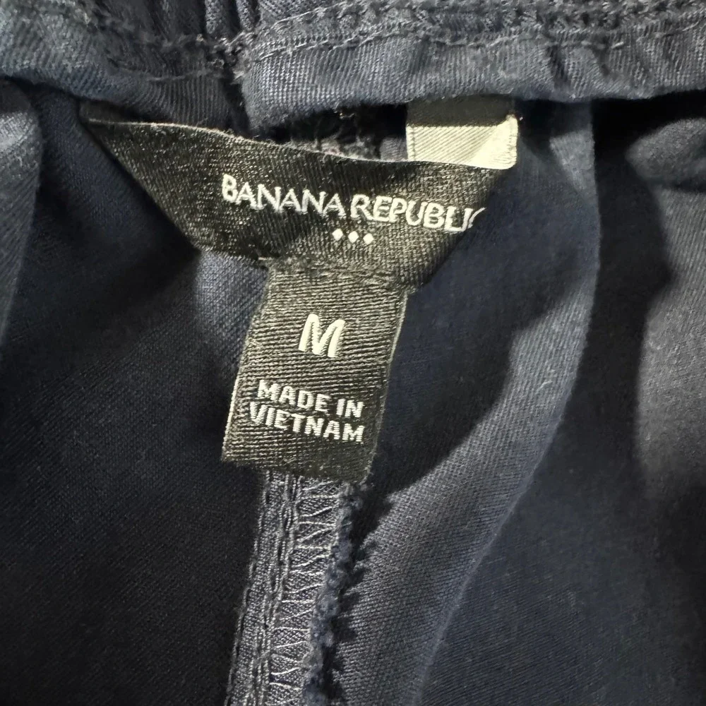 Banana Republic Mens Navy Blue Tencel Cargo Jogger Pants Size Medium Drawstring